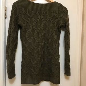 LOFT Boat Neck Olive Green Knit Sweater